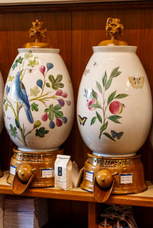 Munich, Germany - September 26, 2015: Different varieties of coffee in the Alois Dallmayr delicatessen shop in Munichのeditorial素材