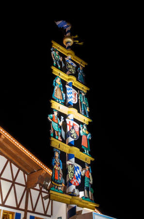 Munich, Germany - September 26, 2015: Nightshot of the Braeurosl tent on Theresienwieseのeditorial素材