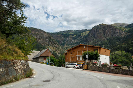 L'Alpe d'Huez, France - August 19, 2019: Ascent of the famous climb to L'Alpe d'Huez and itinerary of the Tour de France, pictured is the village of La Gardeのeditorial素材