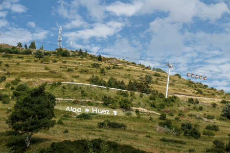 Alpe d'Huez, France - August 19, 2019: Ski resort Alpe d'Huez in summerのeditorial素材