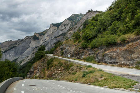 L'Alpe d'Huez, France - August 19, 2019: Ascent of the famous climb to L'Alpe d'Huez and itinerary of the Tour de France at bend 20のeditorial素材
