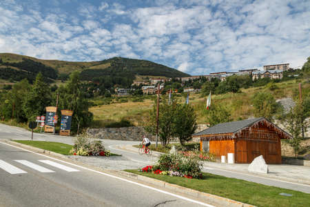 L'Alpe d'Huez, France - August 19, 2019: Ski resort L'Alpe d'Huez with the famous mountain top finish of the Tour de Franceのeditorial素材