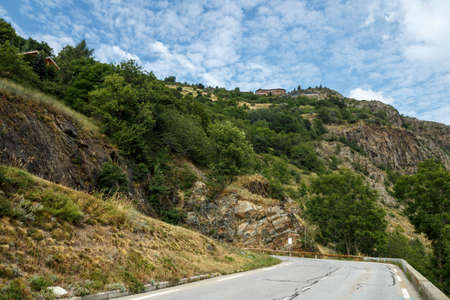 L'Alpe d'Huez, France - August 19, 2019: Ascent of the famous climb to L'Alpe d'Huez and itinerary of the Tour de Franceのeditorial素材