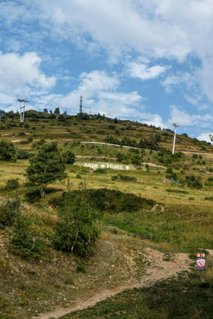 Alpe d'Huez, France - August 19, 2019: Ski resort Alpe d'Huez in summer