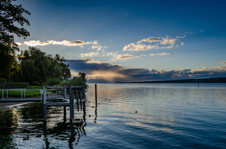 In Summer the mornings at lake constance create very special momentsの写真素材