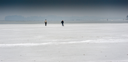 It happens rather rarely that lake constance freezes, but pats of it do it every five or six years.の写真素材