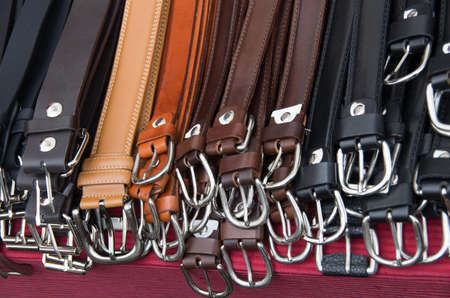 Belts for sale on a French market
