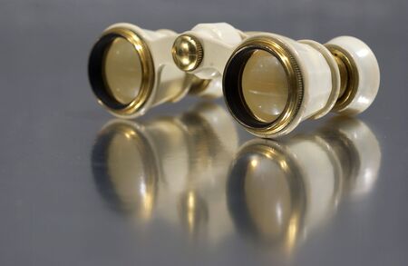 binoculars from theatre in mother of pearl on silver background                               の写真素材