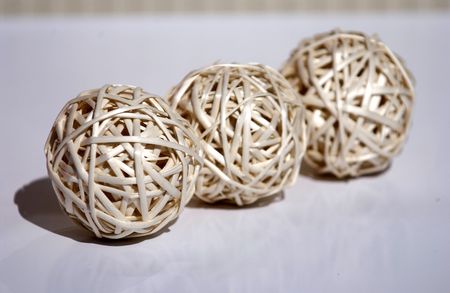 balls of straw cream colored background on neutral                               の写真素材