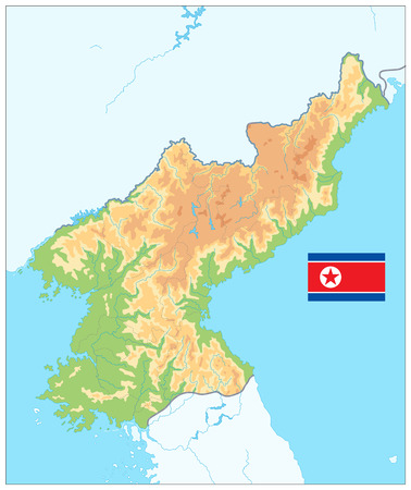 North Korea Physical Map. No text. Vector illustration.のイラスト素材