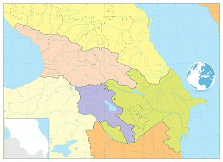 Caucasus Political Map. No text. Detailed vector map of the Caucasus.のイラスト素材