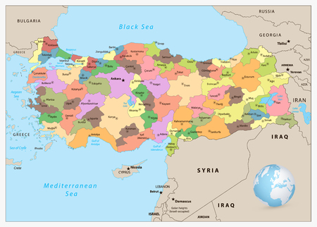 Turkey detailed administrative map with separated layers.のイラスト素材