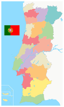 Portugal Map Administrative Divisions. No text - Detailed map of Portugal vector illustration - All elements are separated in editable layers clearly labeled.のイラスト素材