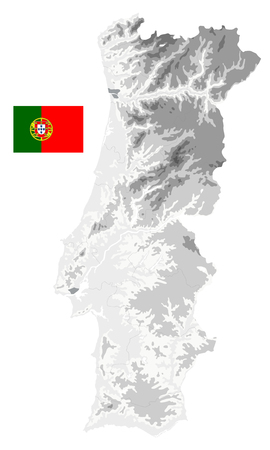Portugal Physical Map White and Grey Isolated On White - No text - Detailed map of Portugal vector illustration - All elements are separated in editable layers clearly labeled.のイラスト素材