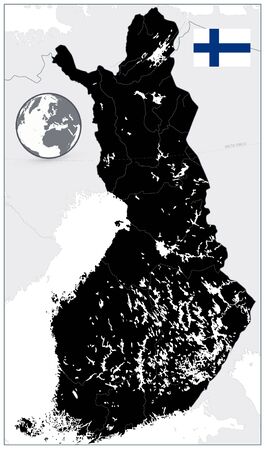 Finland Black Map. No text. Highly detailed vector illustration of map.のイラスト素材