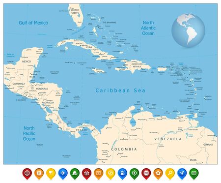 Vector of Political Map of the Caribbean - ID:145746243 - Royalty Free ...