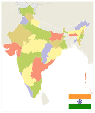 India Administrative Map. No text. Vector illustration.のイラスト素材