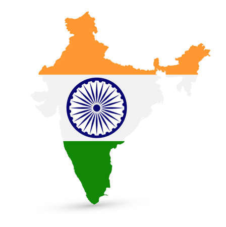 India map with the flag inside on white background. Vector illustration.のイラスト素材