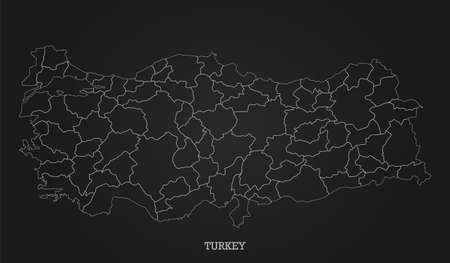 Abstract line map of Turkey on dark background - Vector Illustration - All elements are separated in editable layers clearly labeled.のイラスト素材