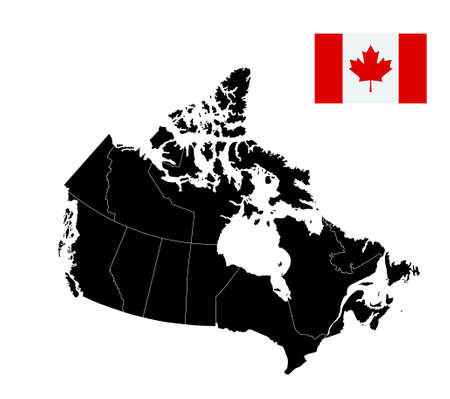 Canada map black color. Highly detailed vector illustration.のイラスト素材