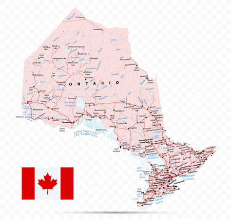 Ontario Map. Canada state with cities and townsのイラスト素材