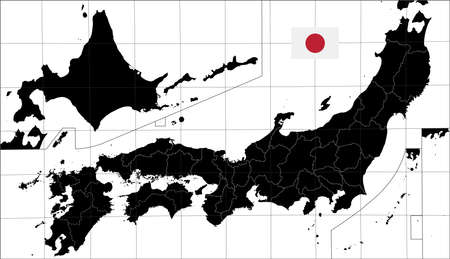Map of Japan. Black color. Vector illustration.のイラスト素材