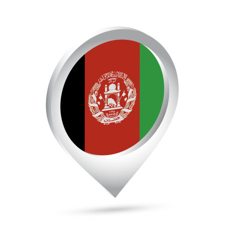 Afghanistan flag 3d pin icon. Vector illustration.のイラスト素材