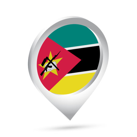 Mozambique flag 3d pin icon. Vector illustration.のイラスト素材