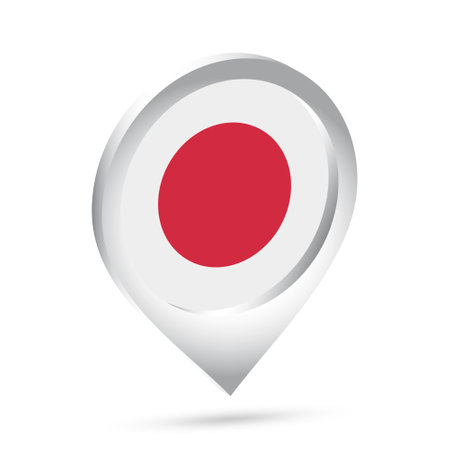 Japan flag 3d pin icon. Vector illustration.のイラスト素材