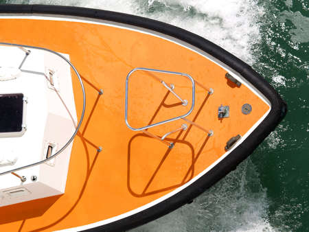 Pilot boat bow view from above.      の写真素材