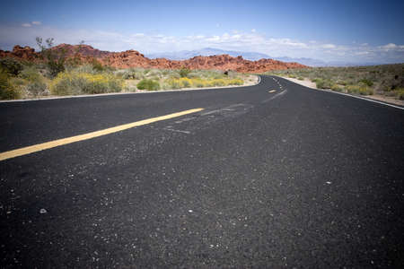 Winding canyon road in The Valley of Fire  state park in Nevada.の写真素材