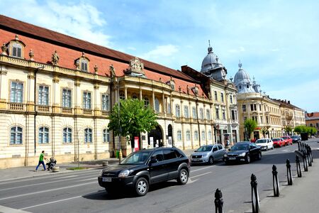 Typical building in the center of Cluj-Napoca, Transylvaniaのeditorial素材