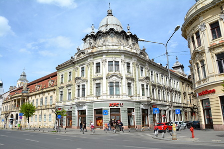 Typical building in the center of Cluj-Napoca, Transylvaniaのeditorial素材