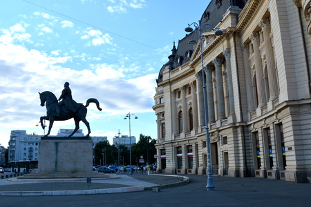 Statue of the king Carol I in Bucharestのeditorial素材