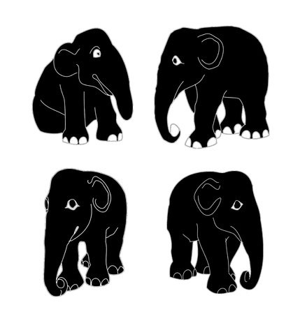Simplified sketch of elephantsの写真素材