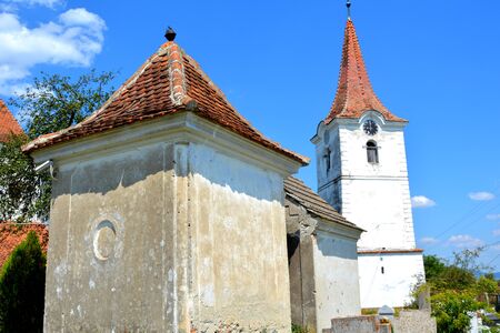 Old saxon evanghelic church in Halmeag Transylvania. In Transylvania there are many saxon churches. This church is 800 years old.の写真素材