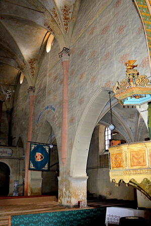 Inside the fortified medieval church in Ghimbav (Weidenbach), Transylvania.のeditorial素材