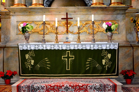 Inside the fortified medieval church in Ghimbav (Weidenbach), Transylvania.The town was first mentioned in a letter written in 1420 by King Sigismund of Luxembourg. The local church and the bell tower were built around 1300. In the 15th century a fortressのeditorial素材