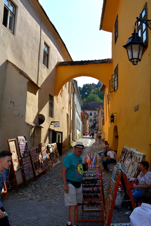 Urban landscape in the downtown of the medieval Sighisoara, Transylvania.のeditorial素材