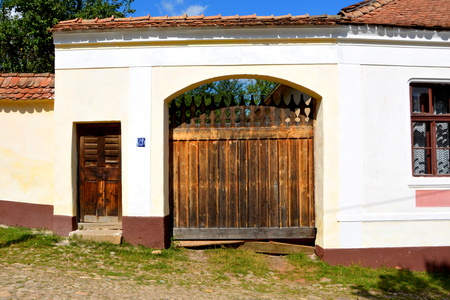 Typical gate in the village Viscriのeditorial素材