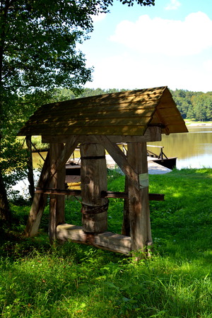 Peasant Museum in Dumbrava Sibiului, Transylvania In Dumbrava Sibiului;Romanian Peasant Museum with many pieces of inventory of a peasant.のeditorial素材