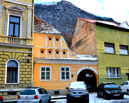 Typical winter urban landscape in the city Brasov, Transylvania. Brasov is a town situated in Transylvania, Romania, in the center of the country. 300.000 inhabitants.のeditorial素材