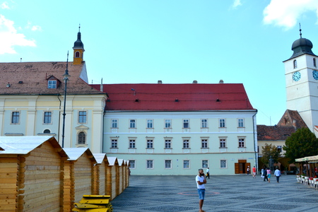 Typical urban landscape in the city Sibiu, Transylvania Sibiu is one of the most important cultural centres of Romania and was designated the European Capital of Culture for the year 2007, along with the city of Luxembourg.のeditorial素材
