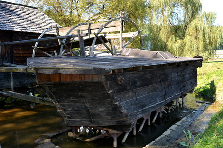 Watermill. Peasant Museum in Dumbrava Sibiului, Transylvania In Dumbrava Sibiului;Romanian Peasant Museum with many pieces of inventory of a peasant.のeditorial素材