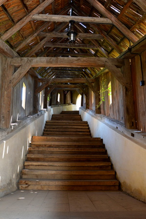 Bridge. Fortified medieval church Biertan, Transylvania. Biertan is one of the most important Saxon...