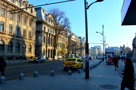 Typical urban landscape in the centre of Bucharest - Bucuresti Bucharest is the capital of Romania. Bucharest have 3 millions inhabitants and many historical vestiges.のeditorial素材