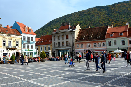Typical urban landscape of the city Brasov, Transylvania Brasov is a town situated in Transylvania, Romania, in the center of the country. 300.000 inhabitants.のeditorial素材