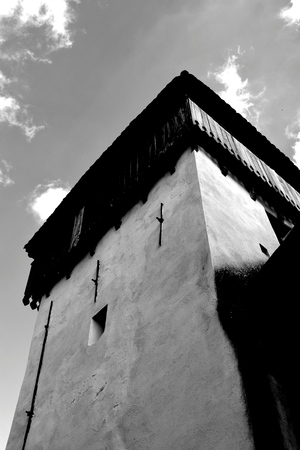 Tower. Fortified medieval saxon church  in the village Viscri, Transylvania. .Viscri is known for his fortified church. The fortified church in this village was built around 1100 AD. It is part of a area if villages with fortified churches in Transylvaniaのeditorial素材