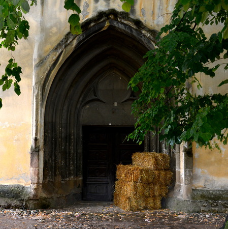 Fortified medieval church Ghimbav, Transylvania The town was first mentioned in a letter written in 1420 by King Sigismund of Luxembourg. The local church and the bell tower were built around 1300. In the 15th century a fortress was built around the churcのeditorial素材