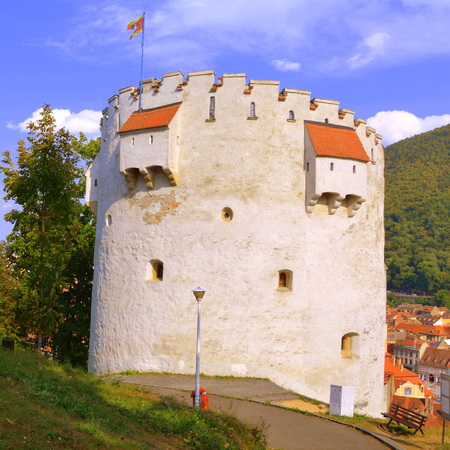 Fortress of the medieval town. Typical urban landscape of the city Brasov, Transylvania Brasov is a town situated in Transylvania, Romania, in the center of the country. 300.000 inhabitants.のeditorial素材